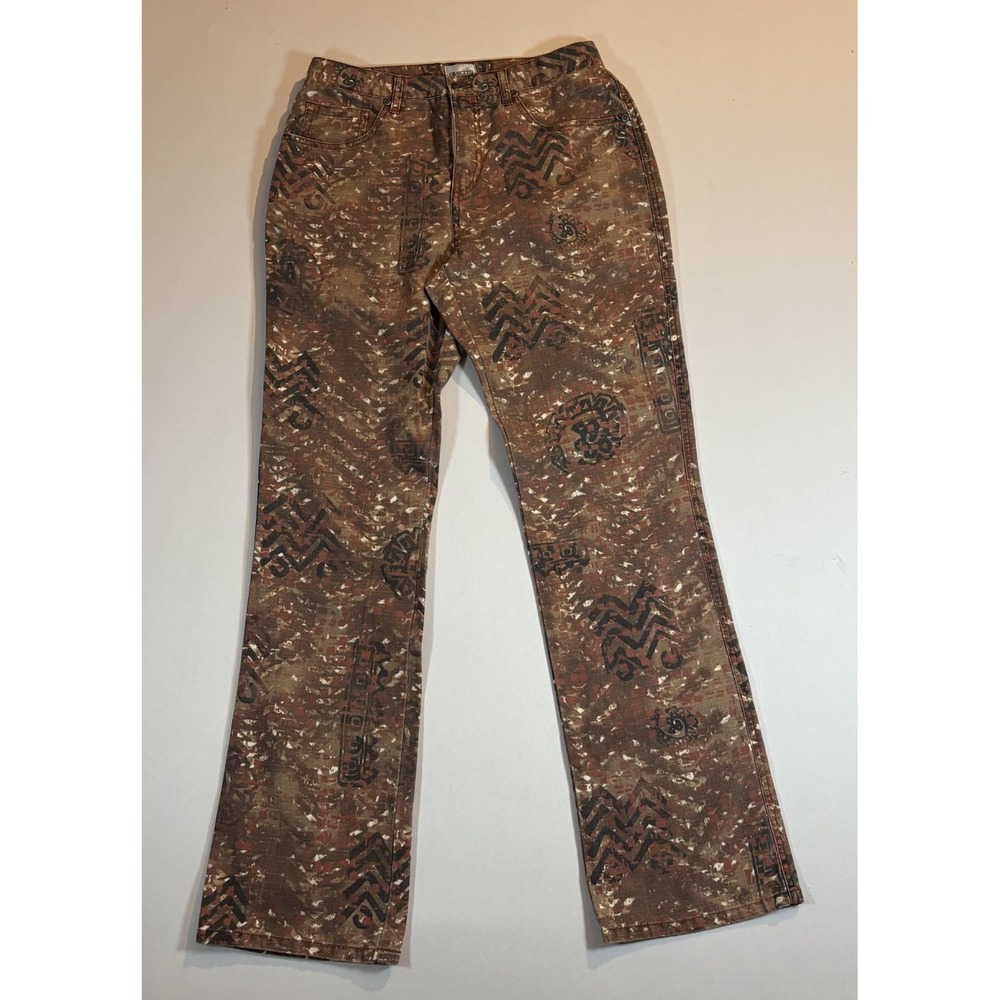 Women's CHICO'S Brown Tribal Aztec Print 5-pocket Jeans Sz. 0.5 Y2k